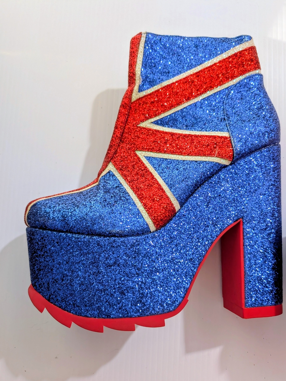 YRU Nightmare Union Jack Glitter platform Boots Spice Girls Cosplay Size 9